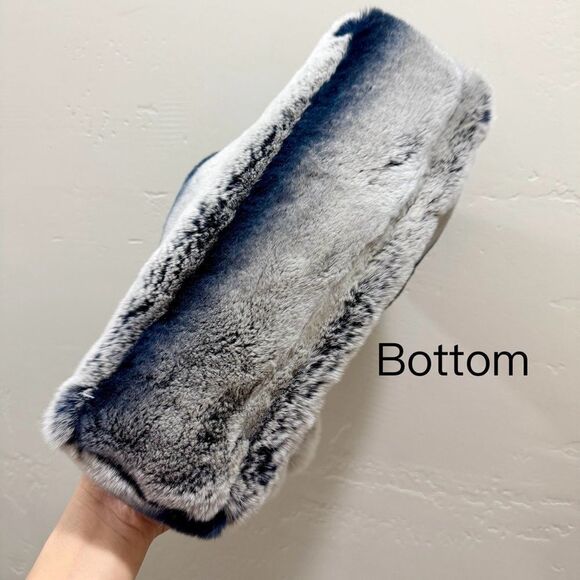 Gray Gradient Real Rex Rabbit Fur Soft Slouchy Bag/Crossbody & Fur Balls Charm - Picture 16 of 17